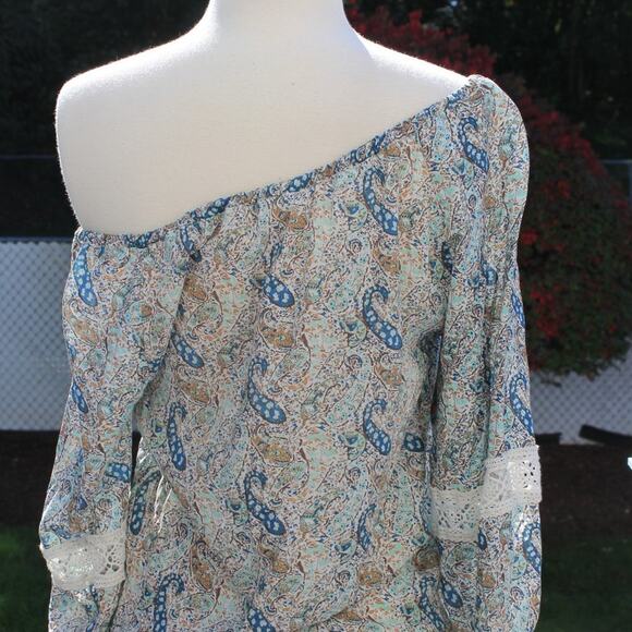 Forever21 Women's Boho Peasant Blouse Embroidered Paisley Print Size XS - Picture 9 of 11